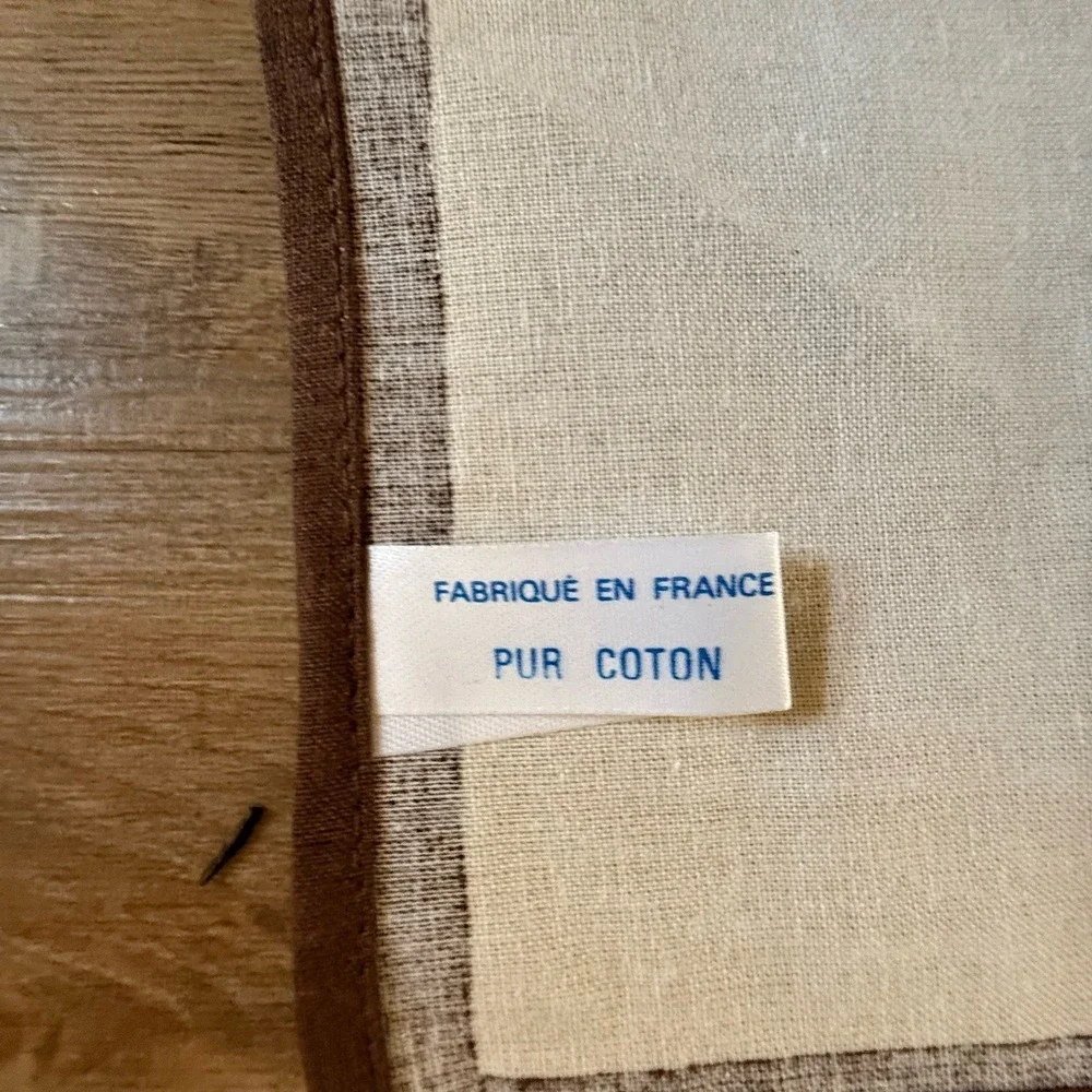 French Themed Tea Towel Brown Cream 20 X 18 France Cotton